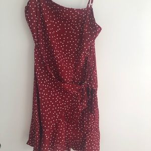 Princess Polly red polka dot wrap dress - new